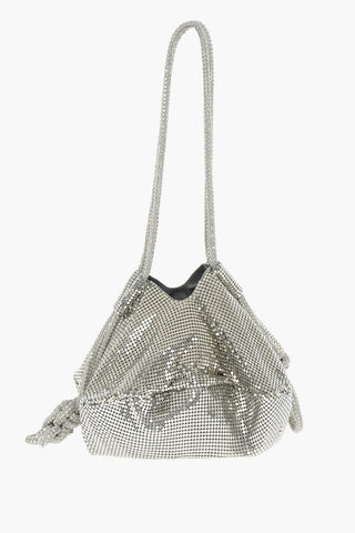 Holographic Effect Bucket Bag with Rhinestones Embellished Handle