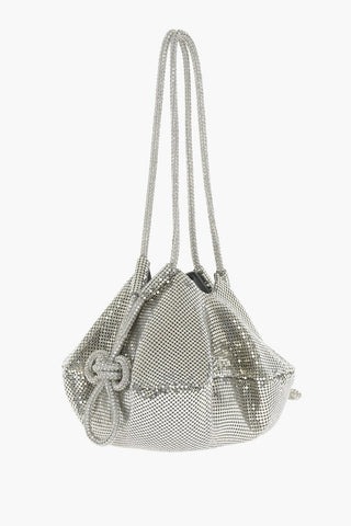 Holographic Effect Bucket Bag with Rhinestones Embellished Handle