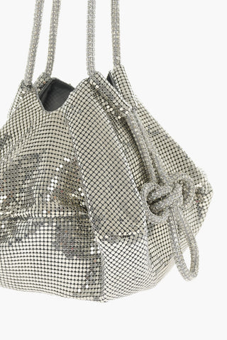 Holographic Effect Bucket Bag with Rhinestones Embellished Handle