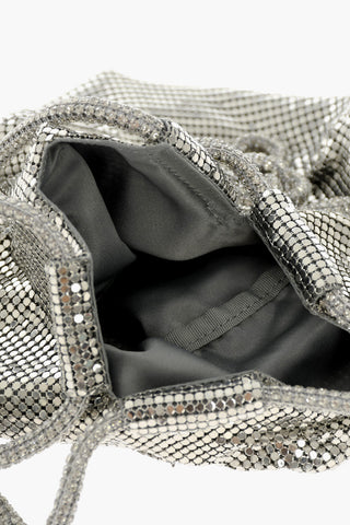 Holographic Effect Bucket Bag with Rhinestones Embellished Handle