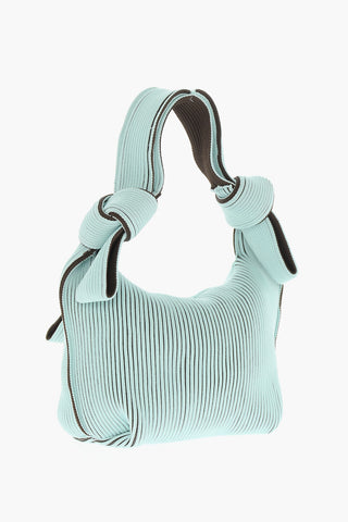 Two-Tone Knitted OBI Bag with Knotted Handle