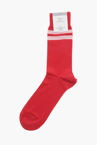 Solid Color Cotton Blend Socks with Contrasting Detail