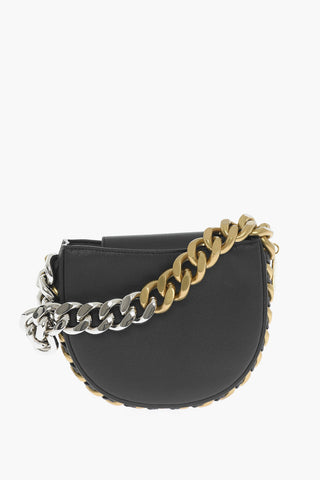 Solid Color Faux Leather Bag with Two-Tone Chain