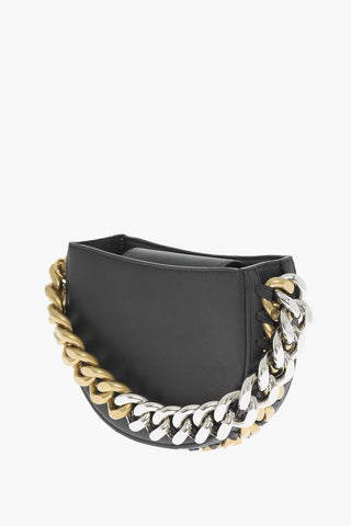 Solid Color Faux Leather Bag with Two-Tone Chain