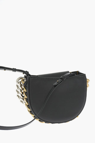 Solid Color Faux Leather Bag with Two-Tone Chain