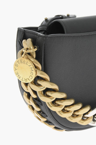 Solid Color Faux Leather Bag with Two-Tone Chain