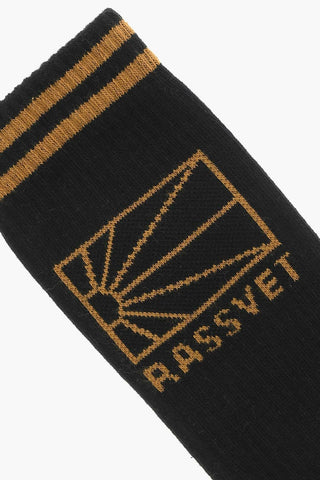 Cotton Blend Long Socks with Contrasting Details