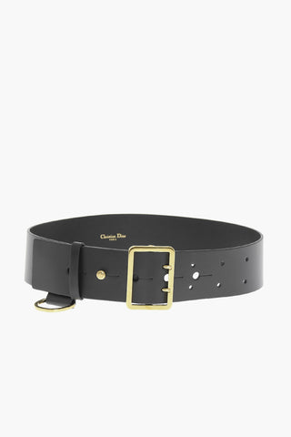 Leather DIOR PUNK Belt with Golden Buckle 50mm