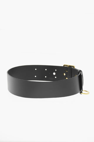 Leather DIOR PUNK Belt with Golden Buckle 50mm