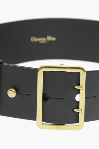 Leather DIOR PUNK Belt with Golden Buckle 50mm