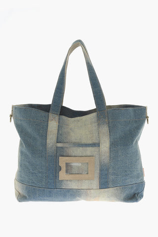 Acid-Wash Effect Denim Tote Bag