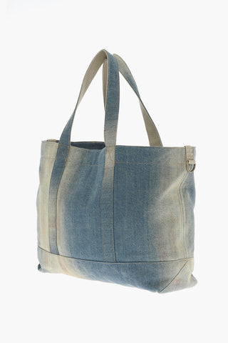 Acid-Wash Effect Denim Tote Bag