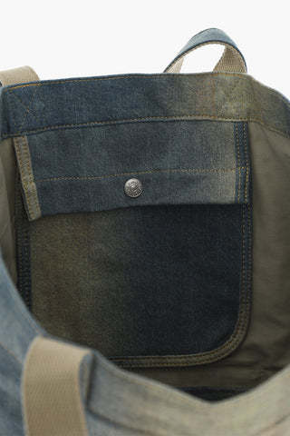 Acid-Wash Effect Denim Tote Bag