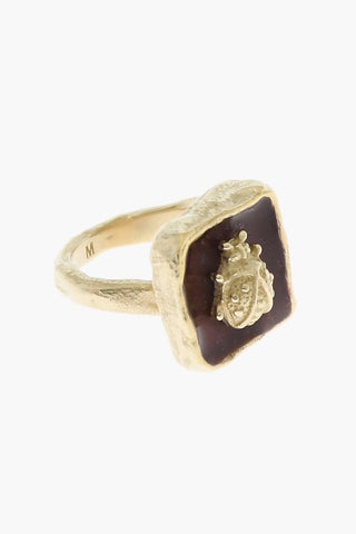 Brass JARDIN D'HIVER Ring with Golden Ladybird