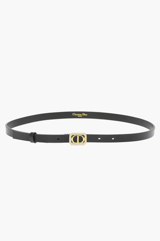 Solid Color Leather Belt with Rhinestone Embellished Buckle 15mm