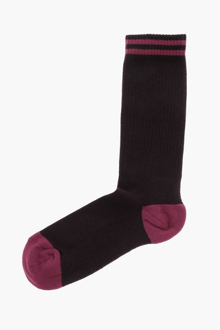 Cotton Blend Long Socks with Contrasting Details