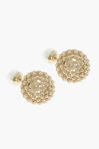 Golden Effect Metal DIOR TRIBALES Earrings with Resin Pearl