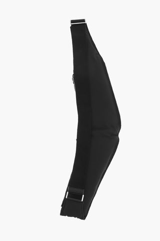 Technical Fabric Shoulder Bum Bag with Leather Trims