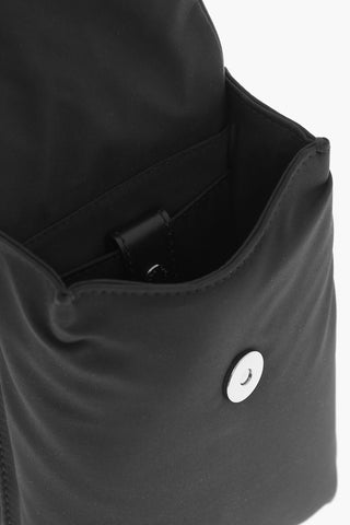 Technical Fabric Shoulder Bum Bag with Leather Trims