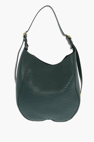 Solid Color Textured Leather Shoulder Bag