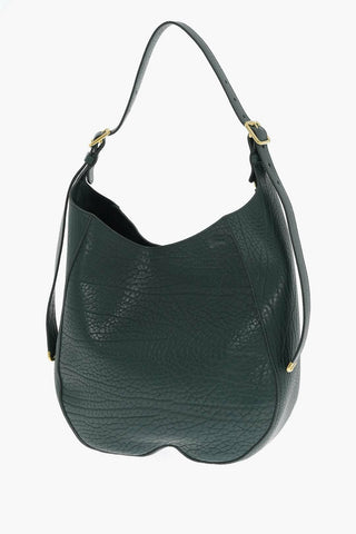 Solid Color Textured Leather Shoulder Bag