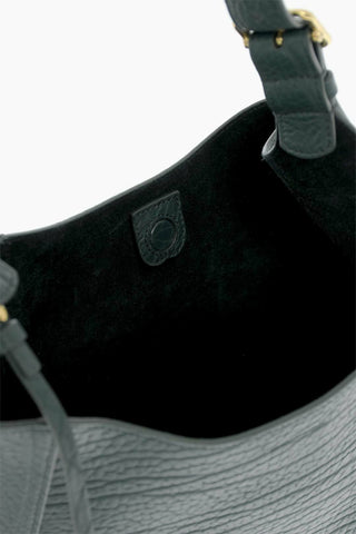 Solid Color Textured Leather Shoulder Bag