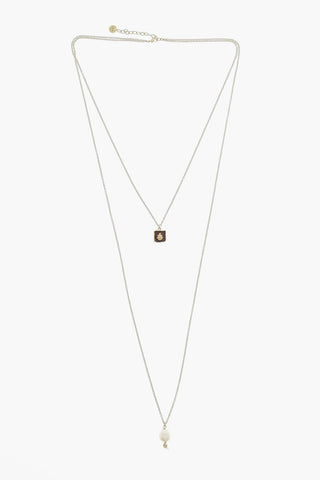 Golden Effect Brass JARDIN D'HIVER Long Necklace with Pendants