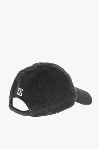 Cappello Baseball in Tinta Unita Effetto Vintage con Logo Ricamato