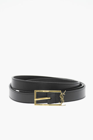 Solid Color Leather Belt with Golden Buckle 20mm