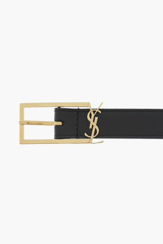 Solid Color Leather Belt with Golden Buckle 20mm