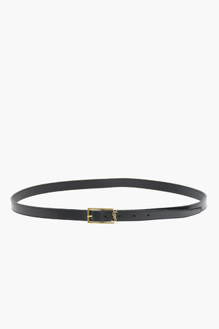 Solid Color Leather Belt with Golden Buckle 20mm