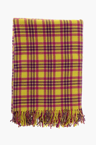 Checked Virgin Wool Maxi Scarf with Fringes