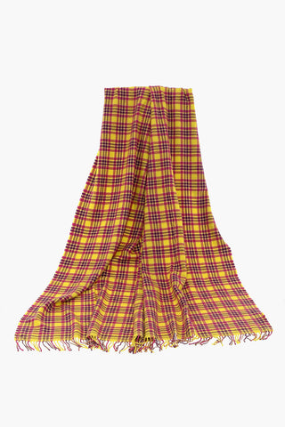 Checked Virgin Wool Maxi Scarf with Fringes