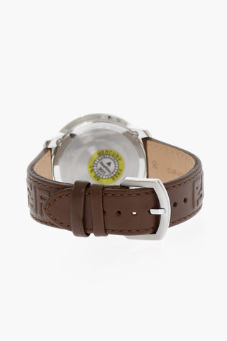 Analog Watch with Logoed Leather Strap