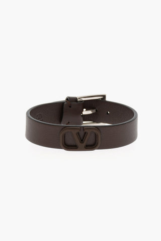 GARAVANI Solid Color Leather Bracelet with Embossed Logo