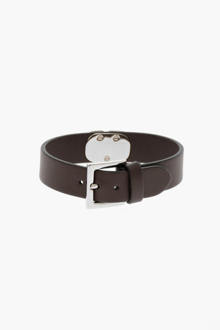 GARAVANI Solid Color Leather Bracelet with Embossed Logo