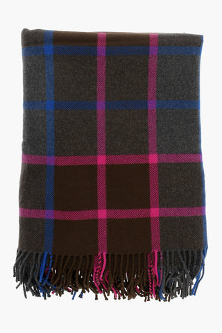Checked Virgin Wool Maxi Scarf with Fringes