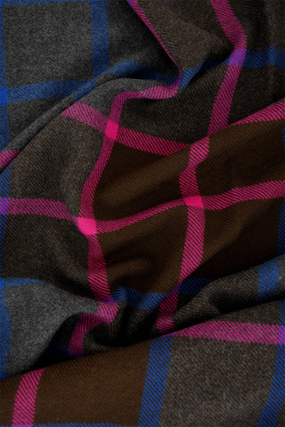 Checked Virgin Wool Maxi Scarf with Fringes