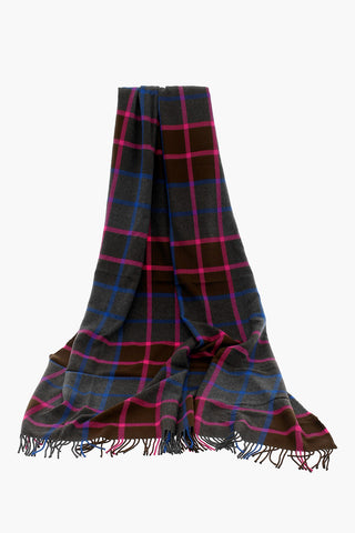 Checked Virgin Wool Maxi Scarf with Fringes
