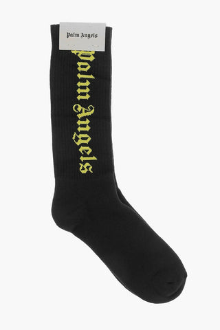 Solid Color Long Socks with Contrasting Logo