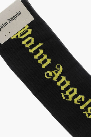 Solid Color Long Socks with Contrasting Logo