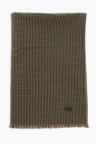 Plaid Motif Wool Blend Maxi Scarf