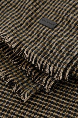 Plaid Motif Wool Blend Maxi Scarf