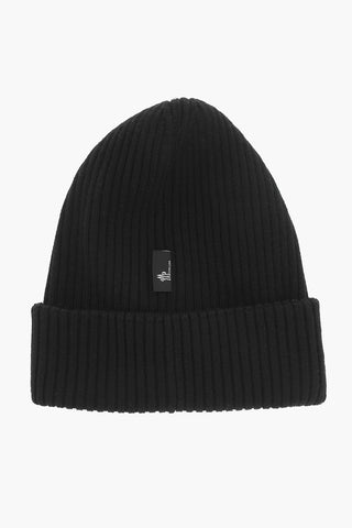 GRENOBLE Solid Color Ribbed Beanie with Contrasting Detail