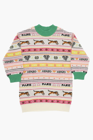 Long Sleeved Embroidered Crew-neck Dress