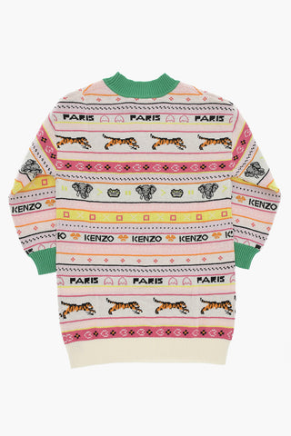 Long Sleeved Embroidered Crew-neck Dress