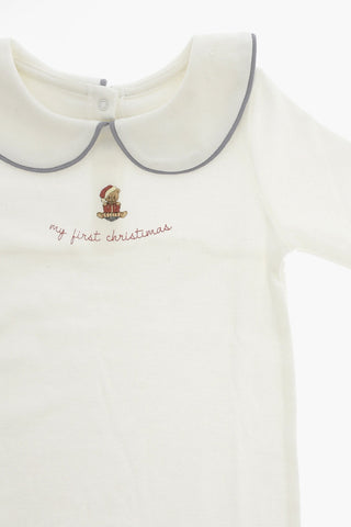 Solid Color Cotton MY FIRST CHRISTMAS Romper Suit