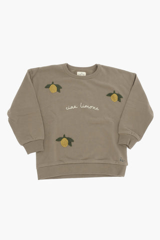 Organic Cotton LOU Crew-neck Sweatshirt with Lemon Embroideries