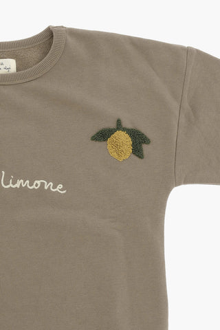 Organic Cotton LOU Crew-neck Sweatshirt with Lemon Embroideries