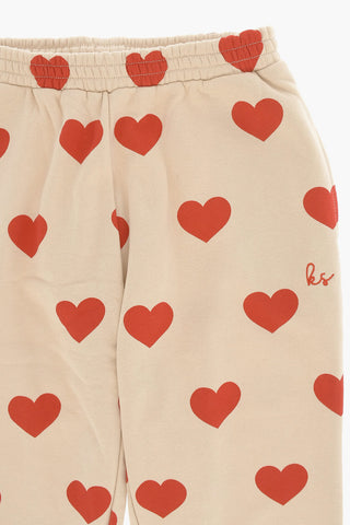 Brushed Cotton LOU Joggers with All-Over Hearts Print